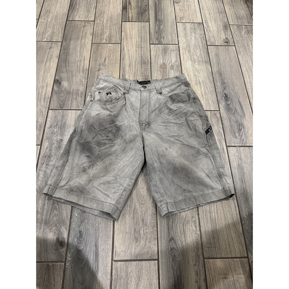 Karl Kani Men's Size 34 Baggy Fit Faded Grey Denim Jean Shorts Y2K Hip Hop Style